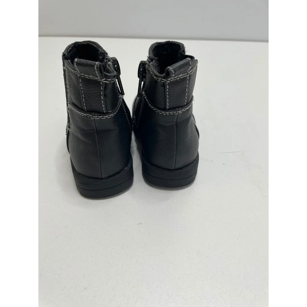 The Children's Place Toddler Boy‎ 4 Black Chelsea Ankle Boots Side Zip Closure